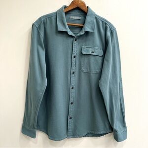 Outerknown men’s rambler button up shirt blue organic cotton shacket size XL